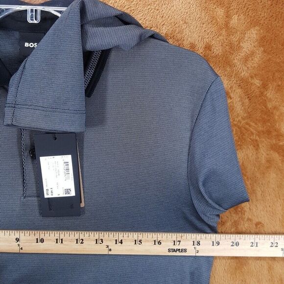 HUGO BOSS Polo Shirt Mens Small Gray Long Sleeve Contrast Collar PLEINS $148 - Picture 8 of 10